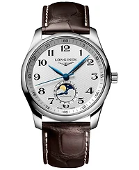 Longines Men's Swiss Automatic Master Brown Leather Strap Watch 40mm