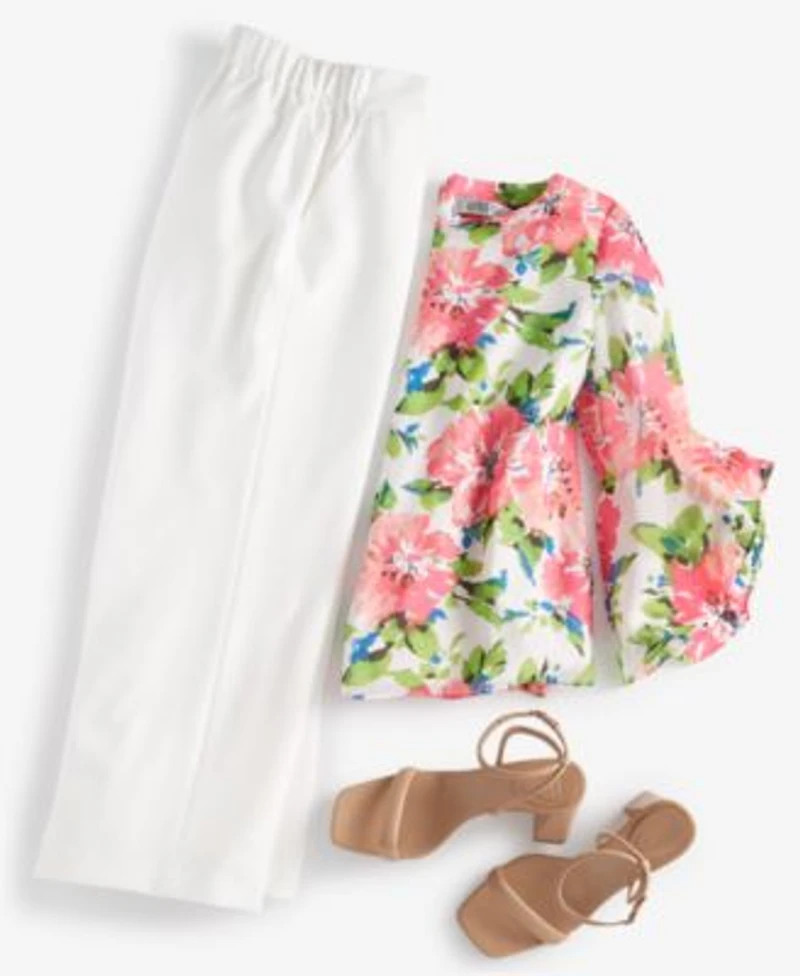 Kasper Womens Floral Print Blouse Ankle Pants