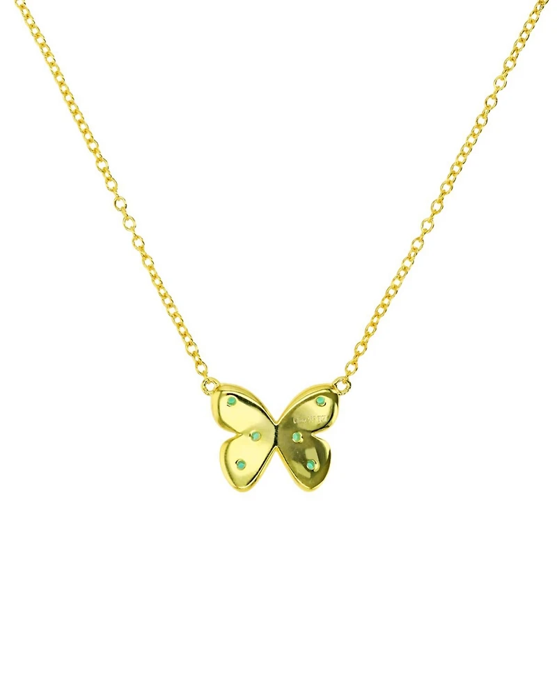 Lab-Grown Emerald Butterfly 18" Pendant Necklace (1/8 ct. t.w.) in 14k Gold-Plated Sterling Silver