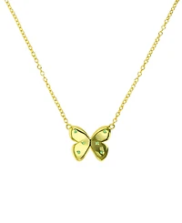 Lab-Grown Emerald Butterfly 18" Pendant Necklace (1/8 ct. t.w.) in 14k Gold-Plated Sterling Silver