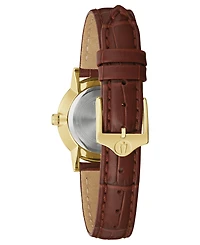 Bulova Women's Diamond Accent Brown Leather Strap Watch 27mm