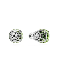 Swarovski Rhodium Plated Square Cut Color Birthstone Stud Earrings