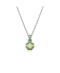 Swarovski Rhodium Plated Square Cut Color Birthstone Pendant Necklace