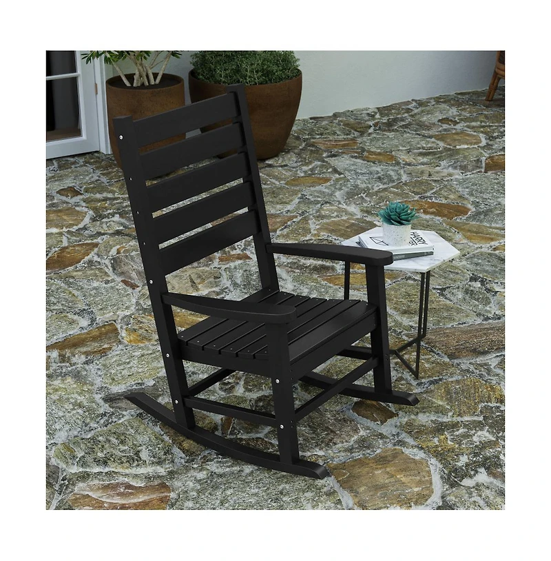 Fielder Contemporary Rocking Chair, All-Weather Hdpe Indoor/Outdoor Rocker
