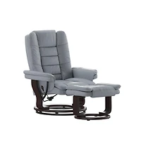 Multi-Position Stitched Recliner & Ottoman With Swivel Base