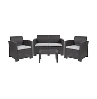 Ava 4 Piece Faux Rattan Patio Furniture Set With 2 Chairs And Love Seat Removable Cushions Table