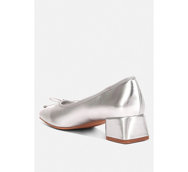 laga metallic low block heel ballerinas