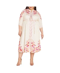 City Chic Plus Annabelle Button Down Floral Midi Dress