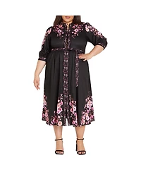 City Chic Plus Annabelle Button Down Floral Midi Dress