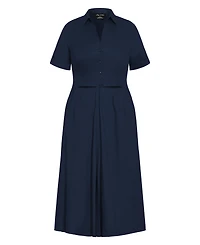 City Chic Plus Malia Collar Cut Out Shirt Dress