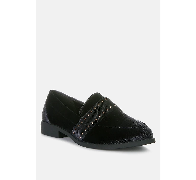 Walkin Stud Detail Velvet Loafers