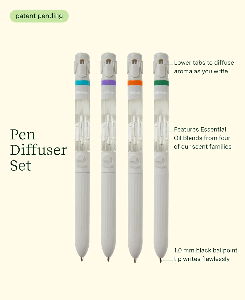 Lifelines Pen Diffuser Set with Assorted Essential Oil Blends, 4 Pack