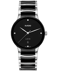 Rado Unisex Swiss Centrix Diamond (1/20 ct. t.w.) Black Ceramic & Stainless Steel Bracelet Watch 40mm