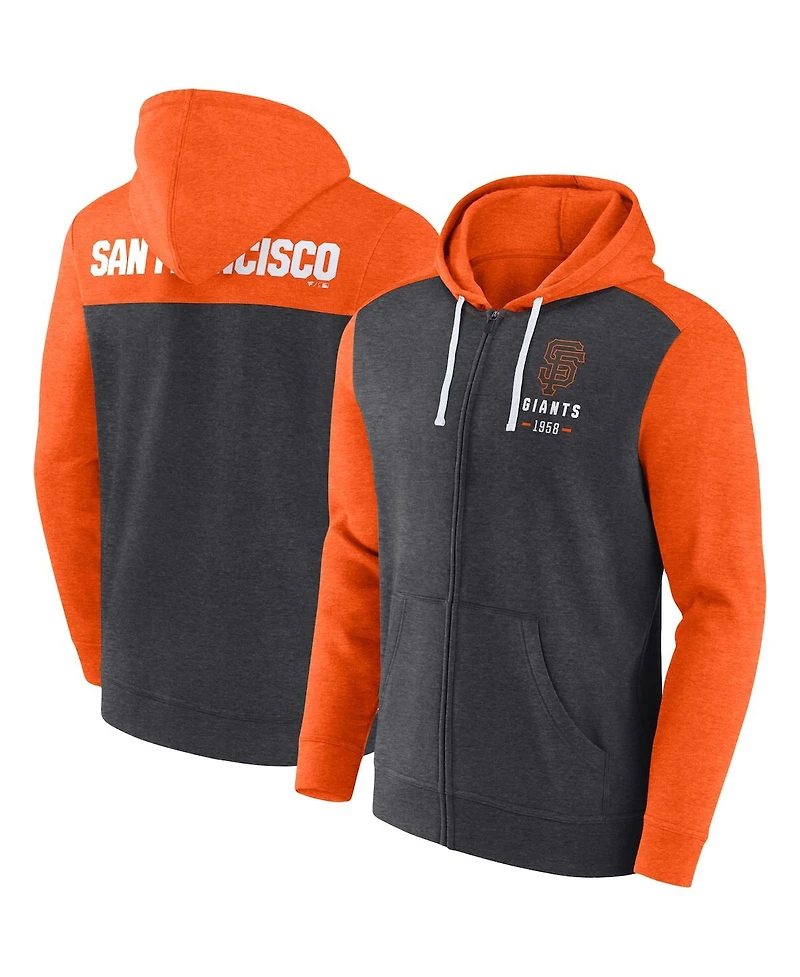 Men's Fanatics Heathered Charcoal, Orange San Francisco Giants Blown Away Full-Zip Hoodie