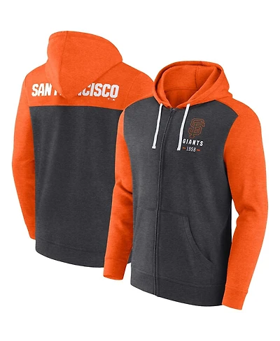 Men's Fanatics Heathered Charcoal, Orange San Francisco Giants Blown Away Full-Zip Hoodie