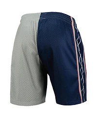Men's Mitchell & Ness Navy, Silver Distressed New Jersey Nets Hardwood Classics 2006 Split Swingman Shorts