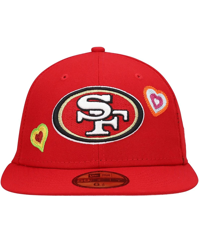 Men's New Era Scarlet San Francisco 49ers Chain Stitch Heart 59FIFTY Fitted Hat