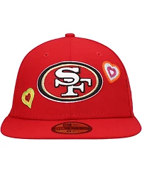 Men's New Era Scarlet San Francisco 49ers Chain Stitch Heart 59FIFTY Fitted Hat