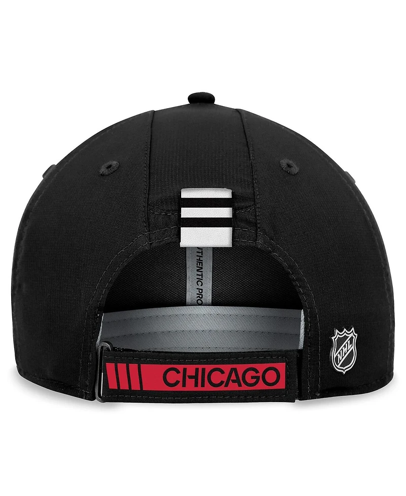 Men's Fanatics Black Chicago Blackhawks Authentic Pro Rink Adjustable Hat