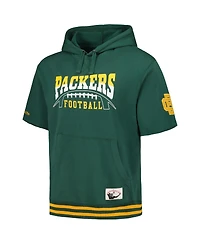 Men's Mitchell & Ness Green Green Bay Packers Pre-Game Short Sleeve Pullover Hoodie
