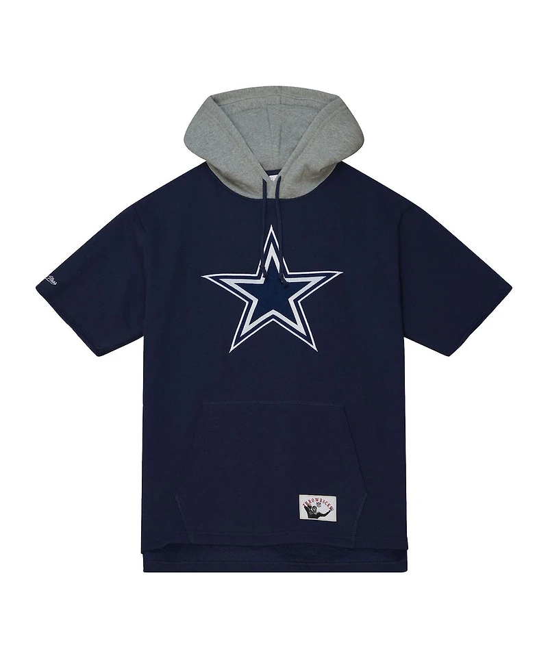 Men's Mitchell & Ness Navy Dallas Cowboys Postgame Short Sleeve Hoodie