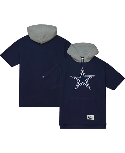 Men's Mitchell & Ness Navy Dallas Cowboys Postgame Short Sleeve Hoodie