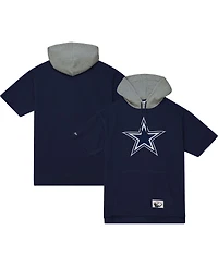 Men's Mitchell & Ness Navy Dallas Cowboys Postgame Short Sleeve Hoodie