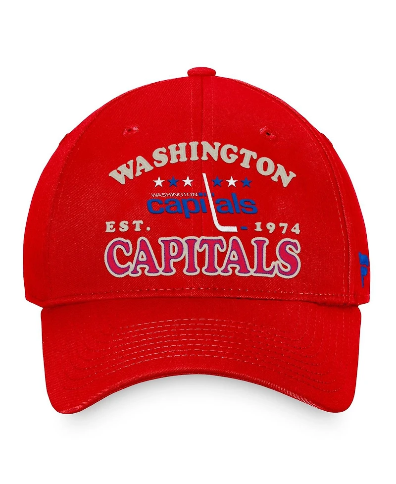 Men's Fanatics Red Distressed Washington Capitals Heritage Vintage-Like Adjustable Hat