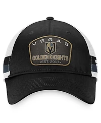 Men's Fanatics Black, White Vegas Golden Knights Fundamental Striped Trucker Adjustable Hat