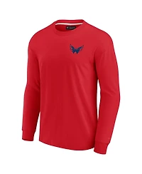 Men's and Women's Fanatics Signature Red Washington Capitals Super Soft Long Sleeve T-shirt