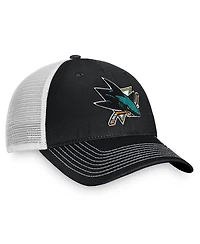 Men's Fanatics Black, White San Jose Sharks Slouch Core Primary Trucker Snapback Hat