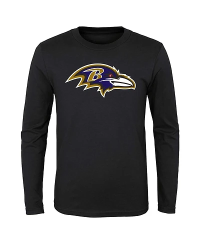 Youth Black Baltimore Ravens Primary Logo Long Sleeve T-shirt