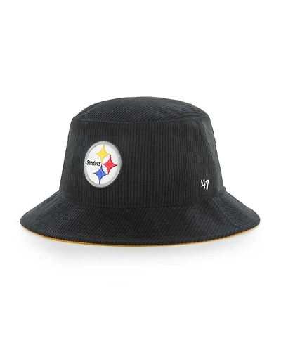 Men's '47 Brand Black Pittsburgh Steelers Thick Cord Bucket Hat