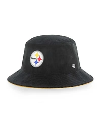 Men's '47 Brand Black Pittsburgh Steelers Thick Cord Bucket Hat