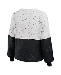 Women's Wear by Erin Andrews White, Black Brooklyn Nets Color-Block Pullover Sweater