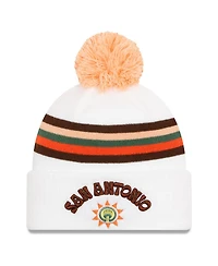 Men's New Era White San Antonio Spurs 2023/24 City Edition Cuffed Pom Knit Hat