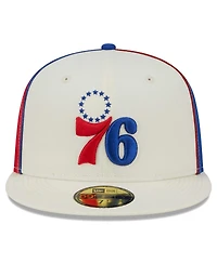 Men's New Era Cream Philadelphia 76ers Piped Pop Panel 59FIFTY Fitted Hat