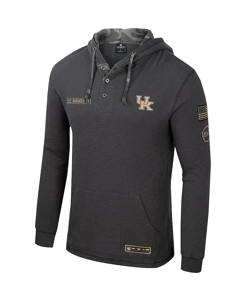 Men's Colosseum Charcoal Kentucky Wildcats Oht Military-Inspired Appreciation Henley Pullover Hoodie
