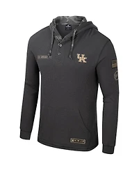 Men's Colosseum Charcoal Kentucky Wildcats Oht Military-Inspired Appreciation Henley Pullover Hoodie