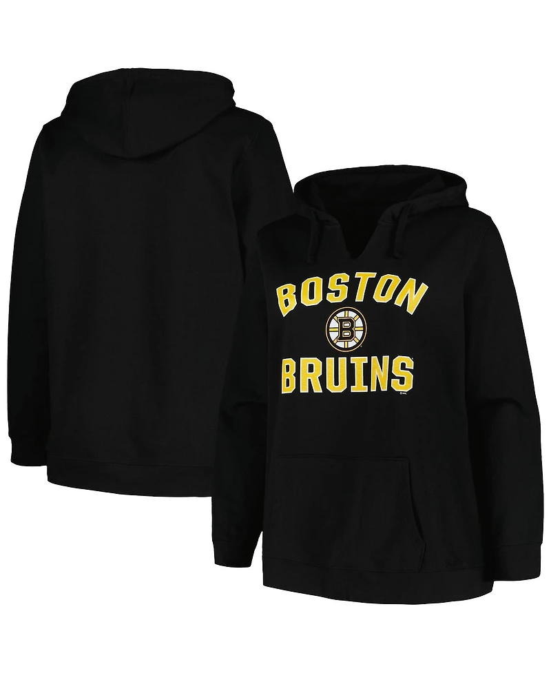 Women's Profile Black Boston Bruins Plus Arch Over Logo Pullover Hoodie