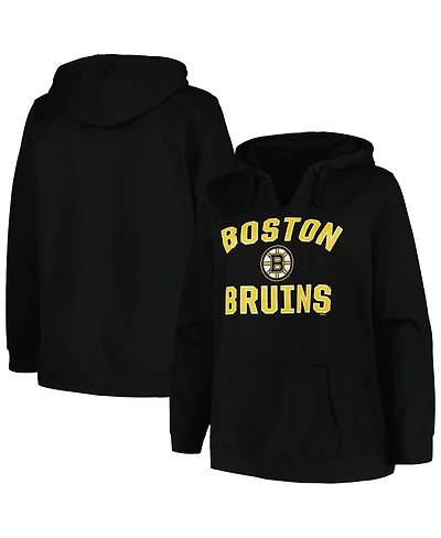 Women's Profile Black Boston Bruins Plus Arch Over Logo Pullover Hoodie