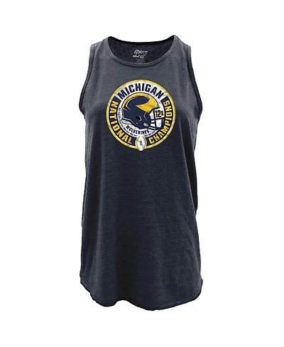 Women's Blue 84 Navy Michigan Wolverines College Football Playoff 2023 National Champions Slow Decent Racer Back Tri-Blend Tank Top