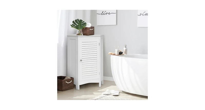 Corner Storage Cabinet Free Standing Bathroom Cabinet with Shutter Door
