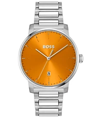 Hugo Boss Men's Dean Quartz Basic Calendar Silver-Tone Stainless Steel Watch 41mm