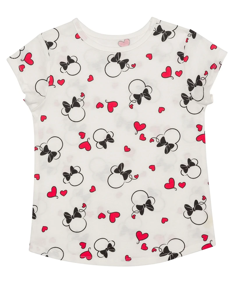 Disney Little Girls Minnie Hearts Short Sleeve T-shirt and Dress, 2 Pc. Set