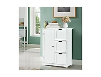 Bathroom Floor Cabinet Side Storage Cabinet with 3 Drawers and 1 Cupboard