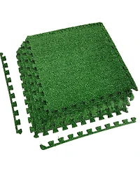 Sorbus Interlocking Floor Mat Grass 12 Pieces and Borders