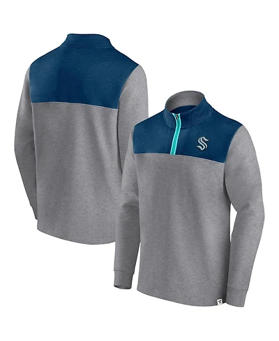 Men's Fanatics Heather Gray Seattle Kraken Launch It Quarter-Zip Jacket