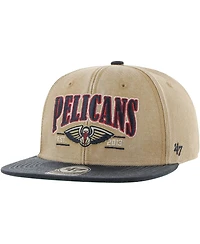 Men's '47 Brand Khaki, Navy Distressed New Orleans Pelicans Chilmark Captain Snapback Hat