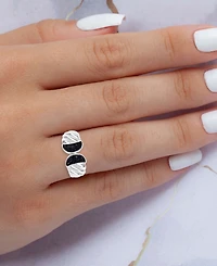 Black Spinel Ridge Textured Statement Ring (3/8 ct. t.w.) Sterling Silver